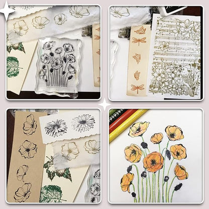 ORIGACH 9 Sheets Plants and Flowers Clear Stamps Silicone Transparent Stamps - Image 4
