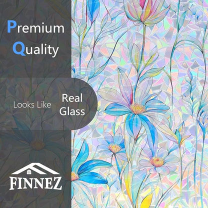 FINNEZ Window Privacy Film Stain Glass Film Flowers Rainbow Window Film Window - Image 7