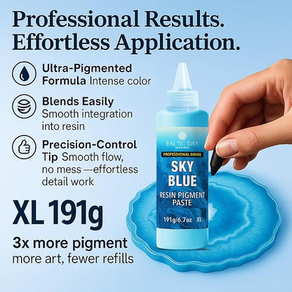BALTIC DAY Sky Blue Epoxy Resin Pigment Paste XL – Opaque Epoxy Dye & High - Image 2