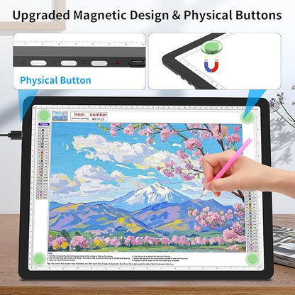 TOHETO A3 Light Board for Diamond Painting, Super Bright Magnetic Light Pad - Image 3