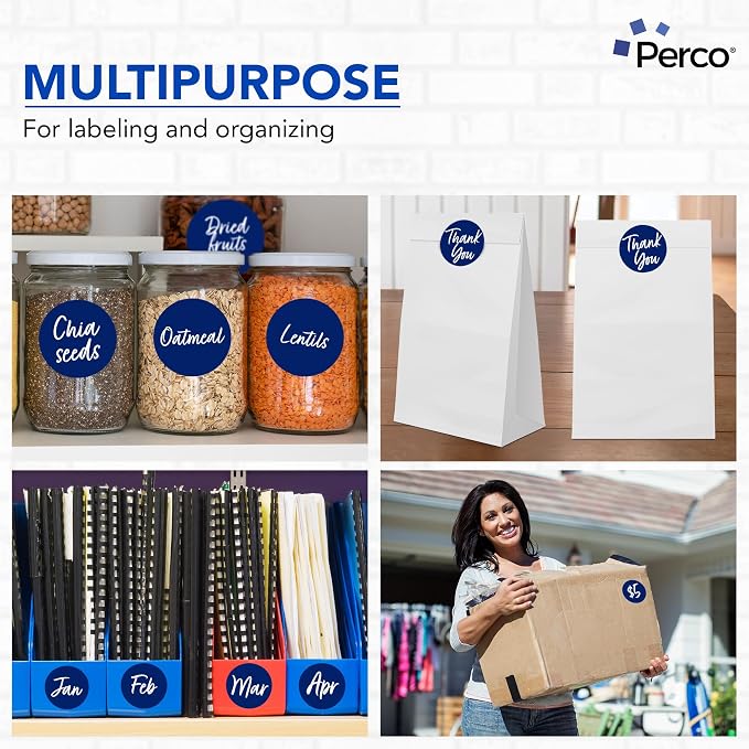 Perco Dark Blue 3-Inch Round Circle Dot Sticker Labels - Image 3
