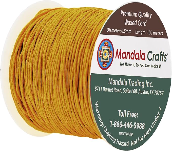 Mandala Crafts 0.5mm 109 Yards Dark Goldenrod Cotton Waxed Cord - Image 2