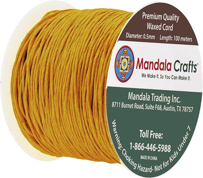 Mandala Crafts 0.5mm 109 Yards Dark Goldenrod Cotton Waxed Cord - Image 2