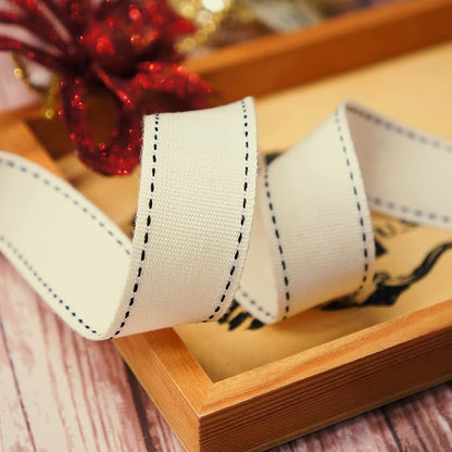 CT CRAFT LLC Ivory Cotton Black Stitched Ribbon 7/8" x 10 Yards - Image 6