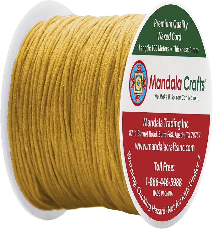 Mandala Crafts 1mm 109 Yards Gold Cotton Waxed Cord - Image 2