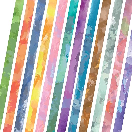 YUBX Watercolors Washi Tape Set 12 Rolls Pastel Colors Masking Macaron Graphic - Image 8