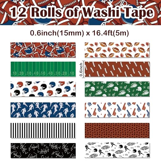 12 Rolls Football Washi Tape Sports Rugby Masking Tape Sport Decorative Tape - Image 2