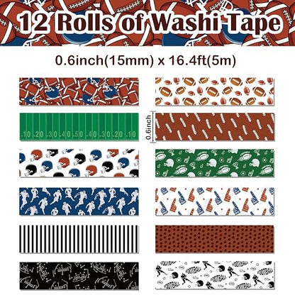 12 Rolls Football Washi Tape Sports Rugby Masking Tape Sport Decorative Tape - Image 2