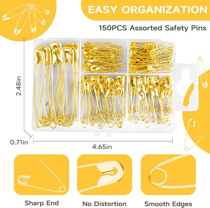 Huhuhero Safety Pins Assorted, Nickel Plated Steel Pin Bulk, Sewing Arts Crafts - Image 3