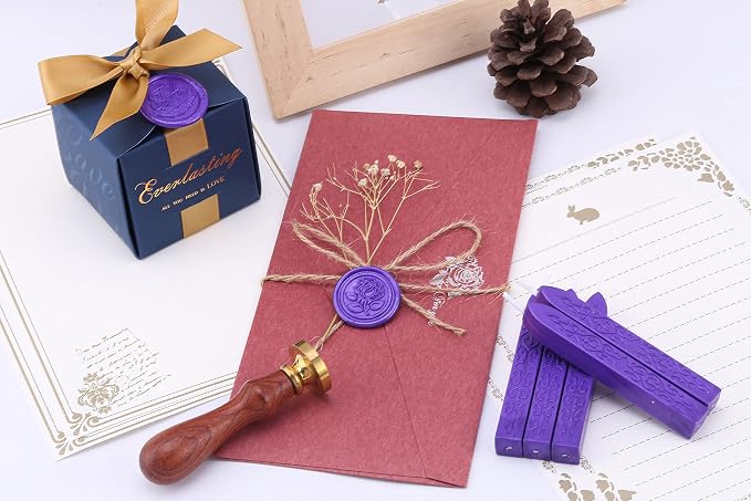 Yoption 5 Pieces Purple Sealing Wax Sticks, Antique Totem Fire Manuscript Wax - Image 5