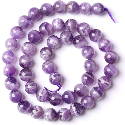 Natural Purple Dream Lace Amethysts Beads Crystal Round Loose Beads - Image 5
