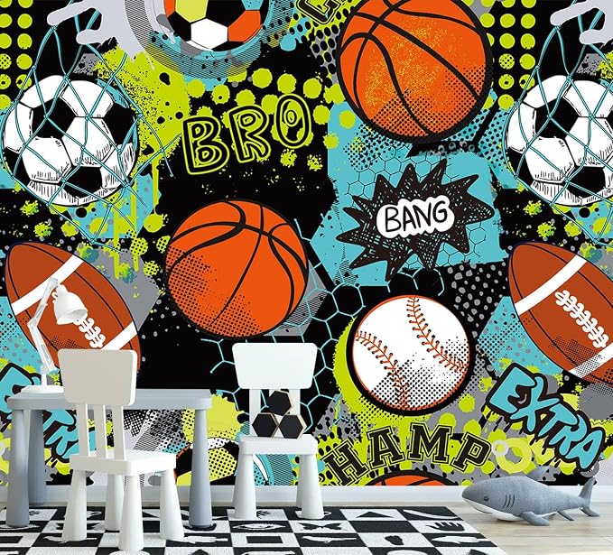 AFZEVEB-Colorful Graffiti Wallpaper Hand-Painted Ball Wall murals - Image 2