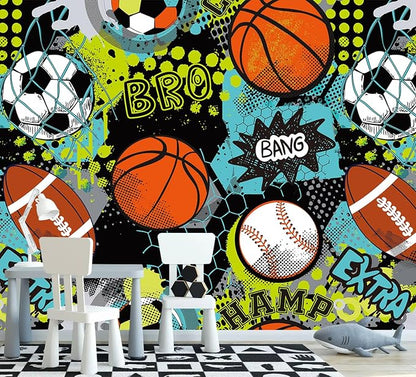 AFZEVEB-Colorful Graffiti Wallpaper Hand-Painted Ball Wall murals - Image 2