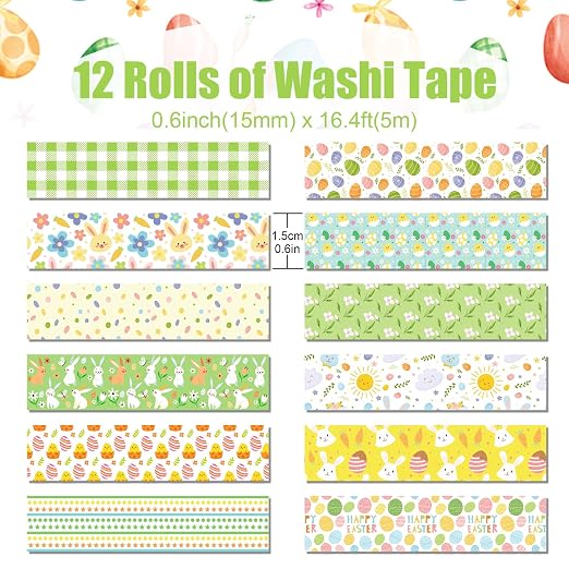 12 Rolls Summer Washi Tape, Cute Animal Decorative Sticker - Image 2
