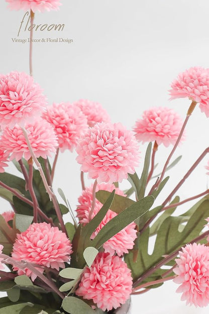 Floroom 5pcs Pink Faux Silk Mums Artificial Flowers, Bulk Fake Small Mini - Image 4