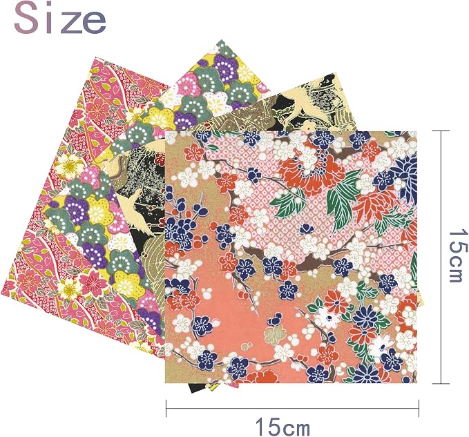 Origami Paper Kit 50 Sheets 6 Inch Square Double Sided Color 10 Vivid Sakura - Image 3