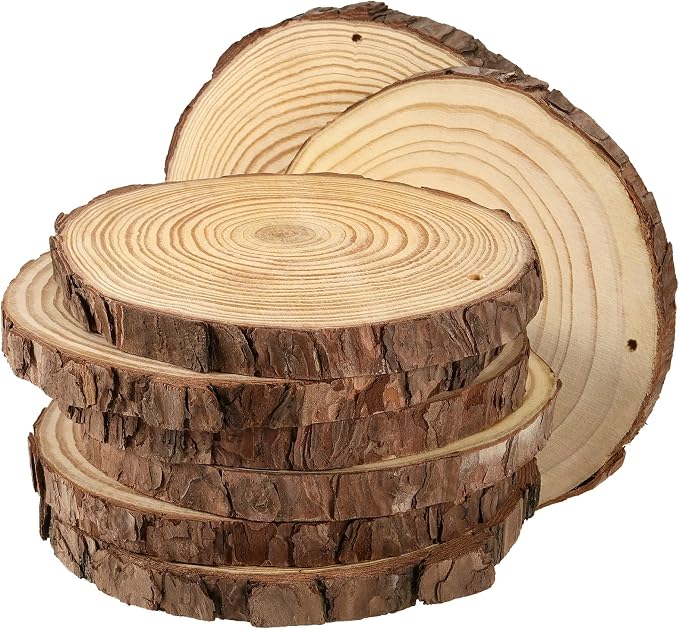 JEUIHAU 8 PCS 7-8 Inches Natural Wood Slices by JEUIHAU
