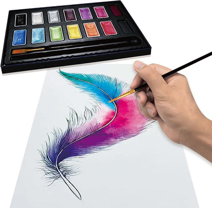 Shimmer Watercolor Paint Set, 12 Colors Glitter Metallic Watercolour Painting - Image 5