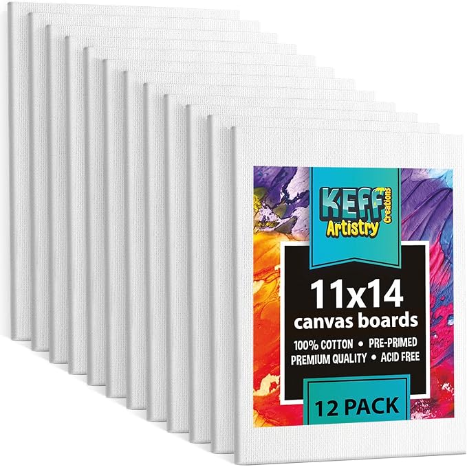 KEFF 12-Pack Bulk Canvas Boards by KeffCreations