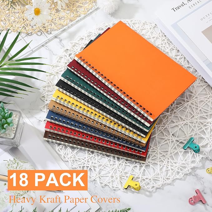 Yahenda 18 Pcs Spiral Notebook Bulk A5 Journal Lined 8.3'' x 5.5'' Writing - Image 4