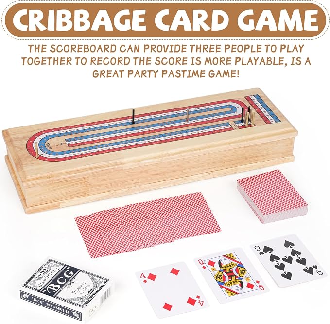 Wooden Cribbage Board Game Set - Image 5