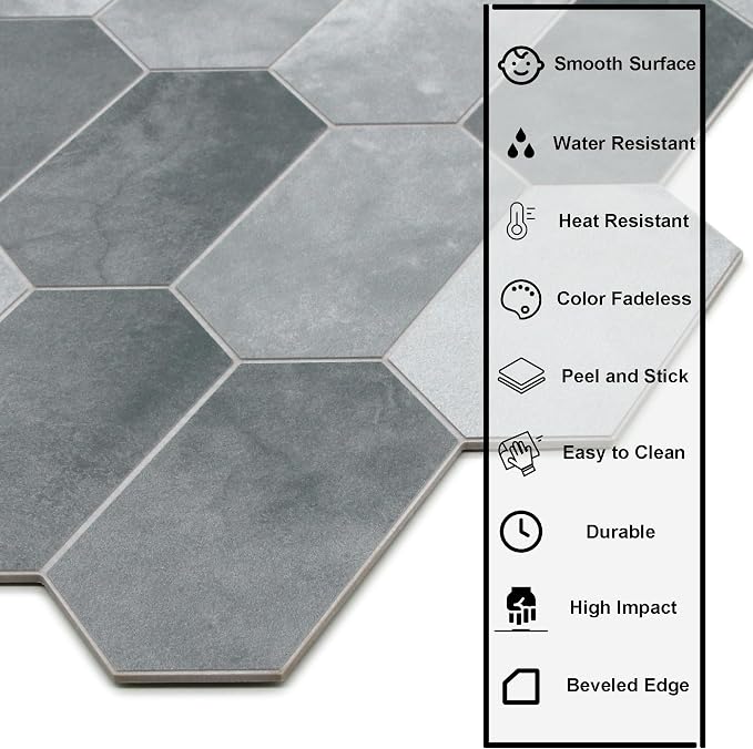 The Tiles Plaza 10-Sheet Peel and Stick Backsplash, Stone Composite Stick On - Image 5