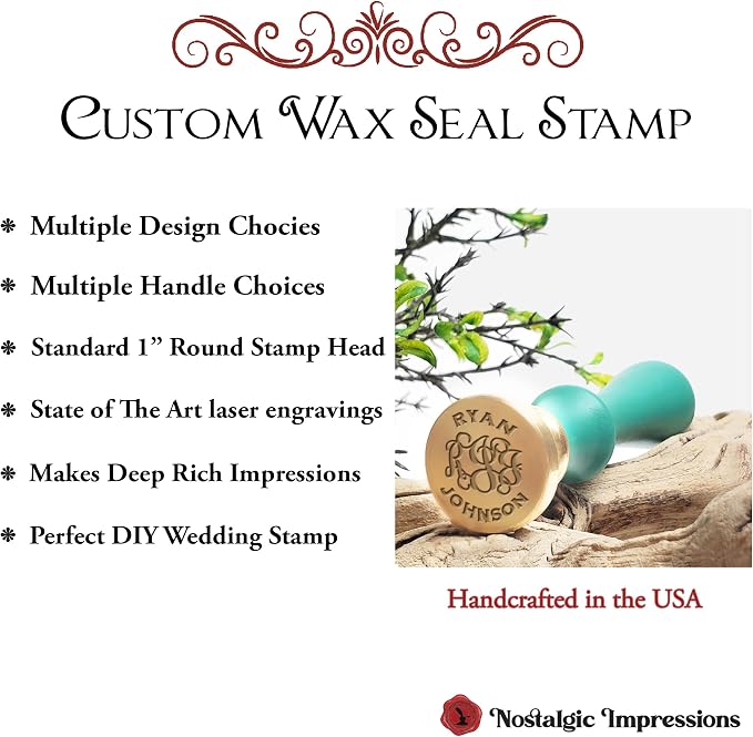 Custom Wax Seal Stamp Kit with Your Monogram & Name-Multiple Font Options-USA - Image 2