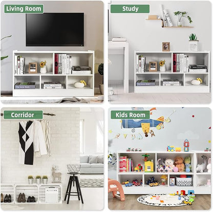 Tangkula 5 Cube Bookcase, 2 Tier Wooden Storage Open Bookshelf, Kid's Playroom - Image 9