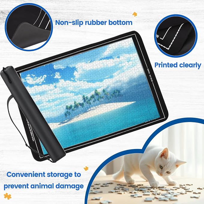 Jigsaw Puzzle Mat Roll Up, Portable Saver Pad 53” x 35” Up to 3000 Pieces - Image 6