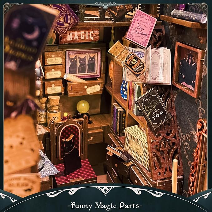 Fsolis Book Nook Kit, DIY Miniature Dollhouse Kit, 3D Wooden Puzzle - Image 4