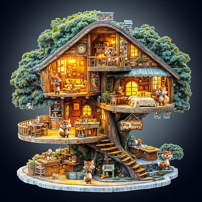 WOODBESTS Wooden Puzzles for Adults Fox House Wood Puzzle Adult, Unique Wooden by WOODBESTS
