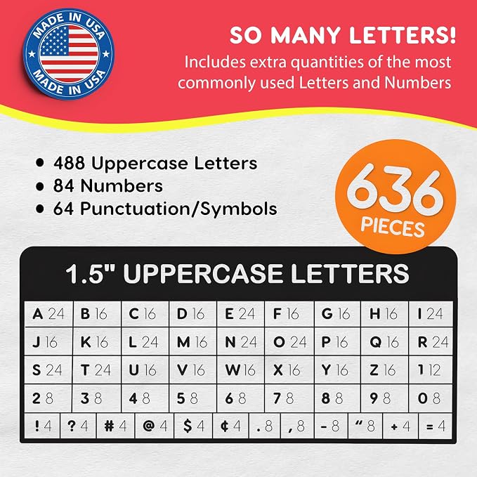 FreshCut Crafts 636 Pcs 1.5 in. Bright Bulletin Board Letters & Numbers - Image 4