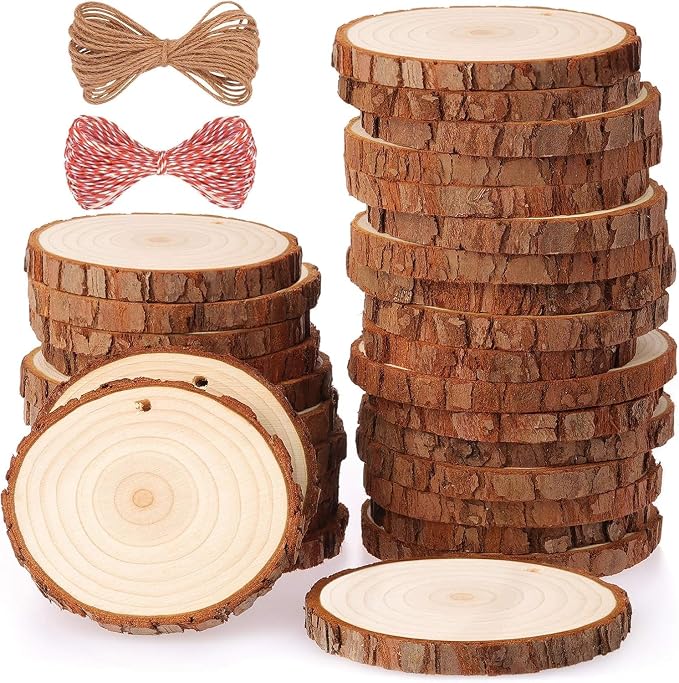 Fuyit Natural Wood Slices 30 Pcs 2.4-2.8 Inches Craft Wood Kit Unfinished by Fuyit