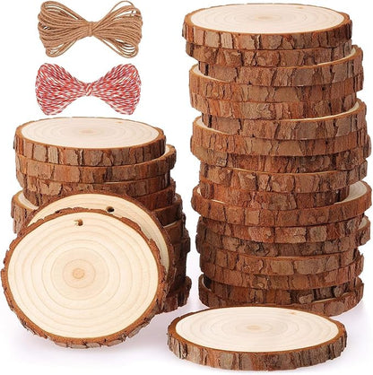 Fuyit Natural Wood Slices 30 Pcs 2.4-2.8 Inches Craft Wood Kit Unfinished by Fuyit