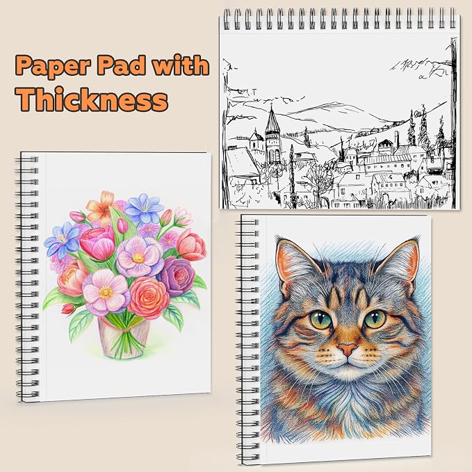 Sketch Book 9" x 11"，2 Pack 80-Sheets，Double-Sided Hardbound Sketchbook - Image 6
