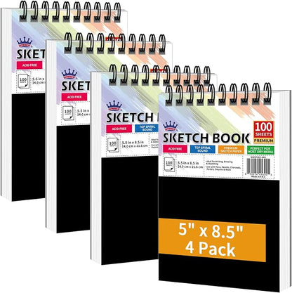 WINNER 5.5" x 8.5" Sketch Book, 68lb/100gsm White Acid Free Drawing Pad by Unknown