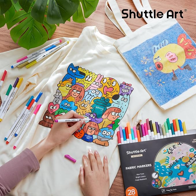Shuttle Art 28 Colors Fabric Markers, Shirt Permanent Markers - Image 7