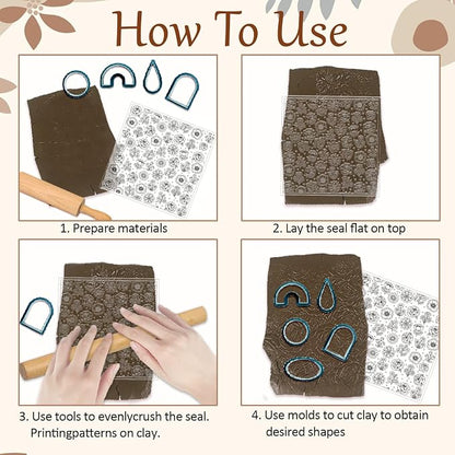 CHGCRAFT 4 Sheets 4 Styles Wildflowers Polymer Clay Texture Sheets Bushes - Image 3