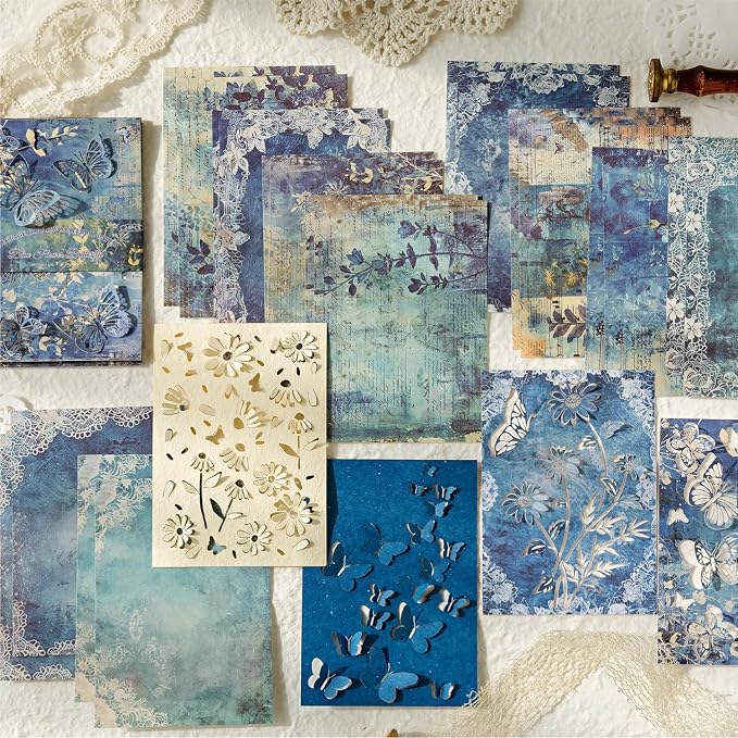 Vintage Butterfly-Themed Scrapbook Paper Set, Scrapbooking, DIY Crafts - Image 5