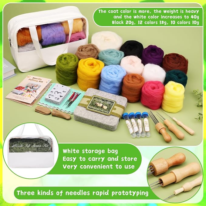 Mayboos Needle Felting Kit, 24 Colors Wool Roving Set, Needle Felting Kit - Image 6