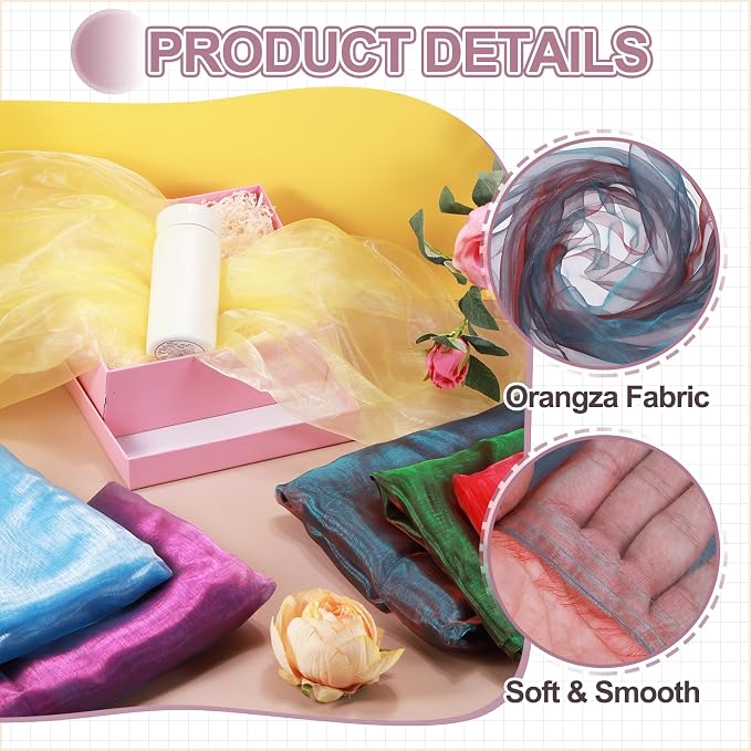 MECCANIXITY Iridescent Sheer Organza Fabric, 2 Yards x 59 Inches Solid - Image 3