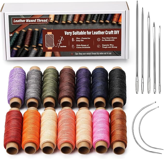 0.55 mm Round Waxed Thread, 14 Colors 76 Yards Spool Wax Coated String by KAQRHFT
