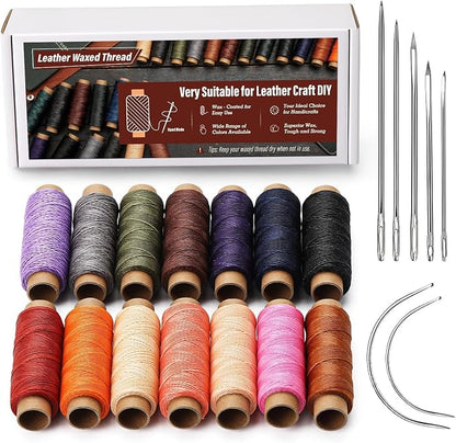 0.55 mm Round Waxed Thread, 14 Colors 76 Yards Spool Wax Coated String by KAQRHFT