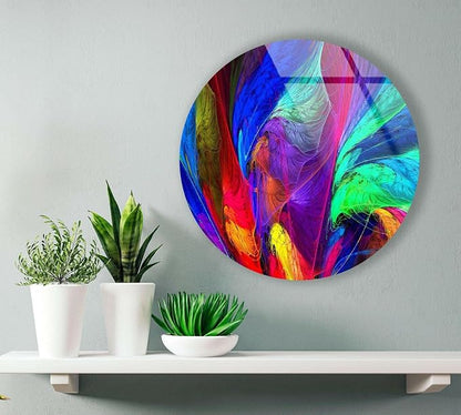 My Photostation.com 31.5'' Diameter Neon Colors Abstract Round Glass Wall Art - Image 6