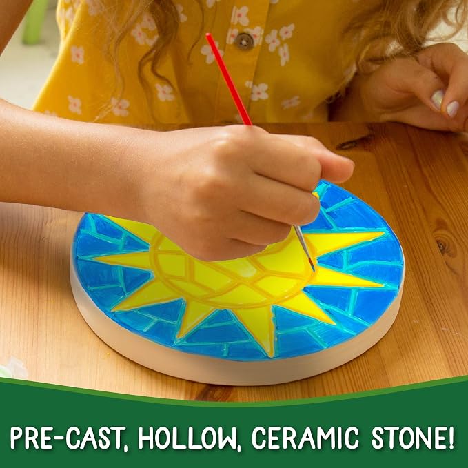 Creative Roots Mosaic Sun Stepping Stone Kit, Includes 7-Inch Ceramic Stepping - Image 3