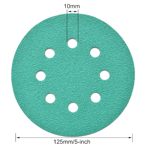 5-Inch 8-Hole Wet Dry Sanding Discs 60 Grit, Polyester Film Backed Heavy-Duty - Image 6