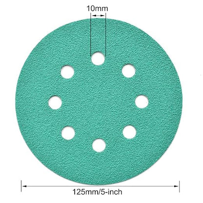 5-Inch 8-Hole Wet Dry Sanding Discs 60 Grit, Polyester Film Backed Heavy-Duty - Image 6