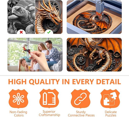 Wooden Puzzles for Adults, Mechanical Dragon Wooden Jigsaw Puzzle for Adults - Image 4