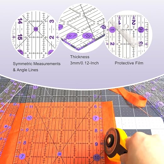 Quilting Ruler, 8 Piece Acrylic Quilting Templates, Sewing Ruler, Fabric - Image 6
