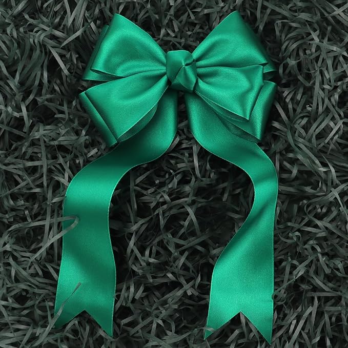 Dark Green Solid Satin Ribbon 2 Inch 25 Yards Solid Polyester Fabric Ribbon - Image 5